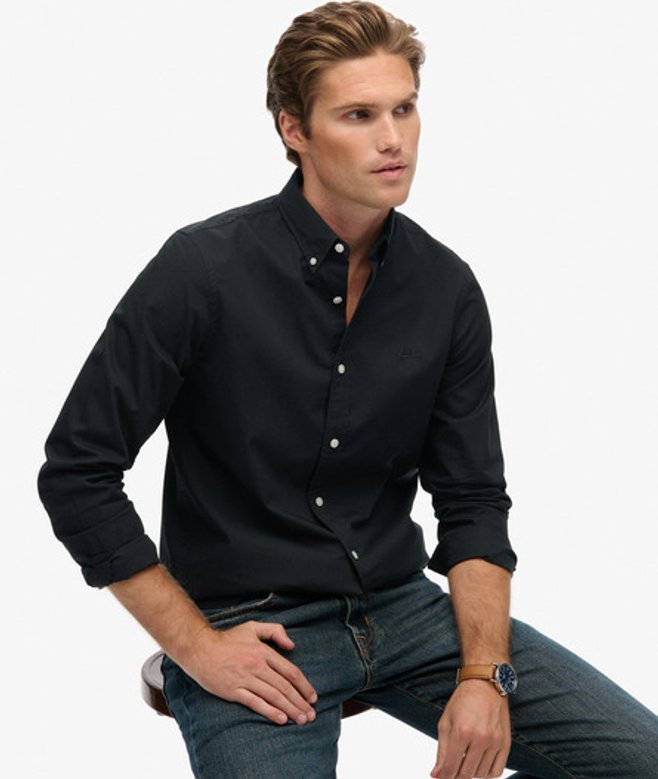 Superdry Herren Figurbetontes Essentials Lite Hemd Black - Größe: Xxl Superdry Herren Figurbetontes Essentials Lite Hemd Black - Größe: Xxl von Superdry