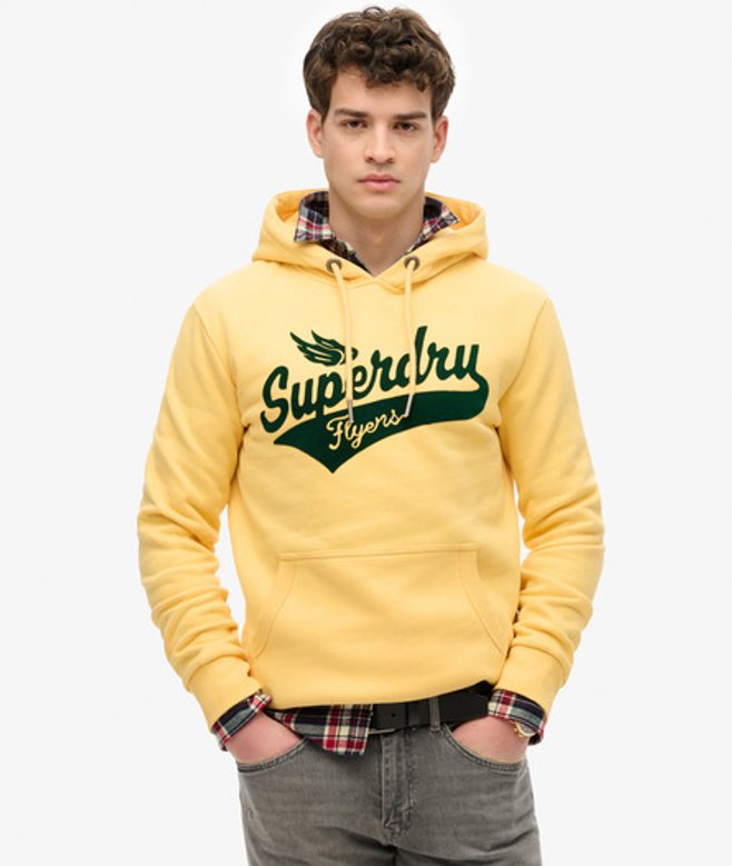 Superdry Herren Flyers Hoodie mit Schriftzug Gold - Größe: L von Superdry