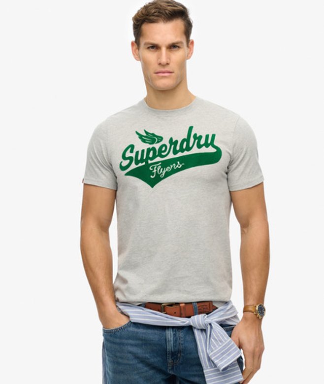 Superdry Herren Flyers T-shirt mit Schriftzug Grey - Größe: Xxl von Superdry