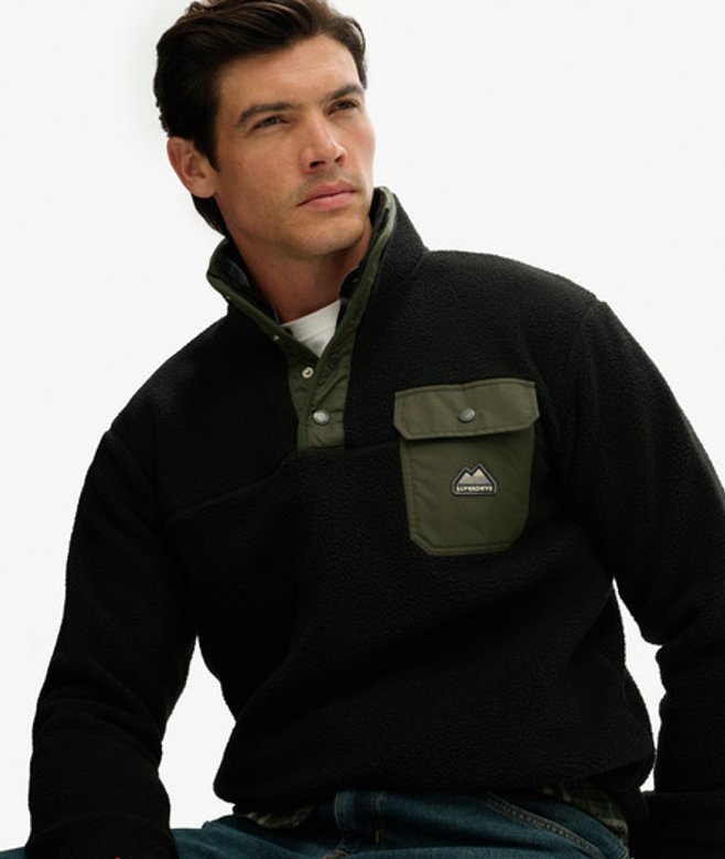 Superdry Herren Fuji Fleece mit Druckknopfkragen Black - Größe: Xxl Superdry Herren Fuji Fleece mit Druckknopfkragen Black - Größe: Xxl von Superdry