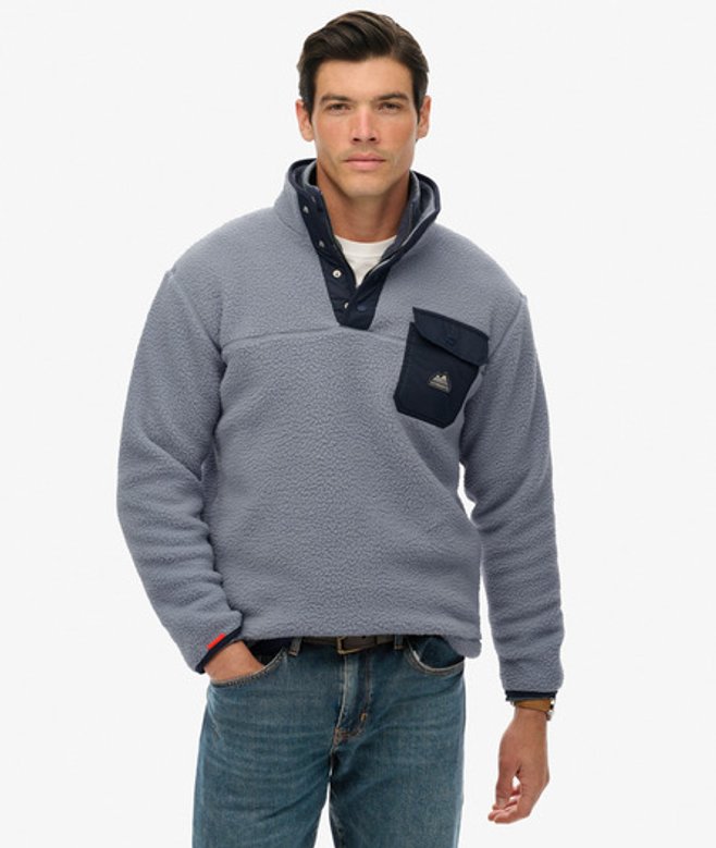Superdry Herren Fuji Fleece mit Druckknopfkragen Blue - Größe: XL Superdry Herren Fuji Fleece mit Druckknopfkragen Blue - Größe: XL von Superdry