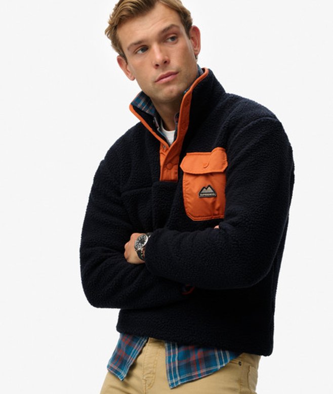Superdry Herren Fuji Fleece mit Druckknopfkragen Navy - Größe: Xxl von Superdry