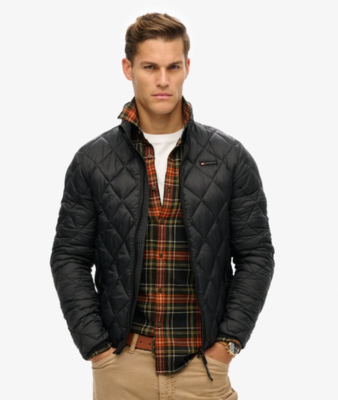 Superdry Herren Fuji Lite Jacke mit Rautensteppung Schwarz - Größe: L von Superdry
