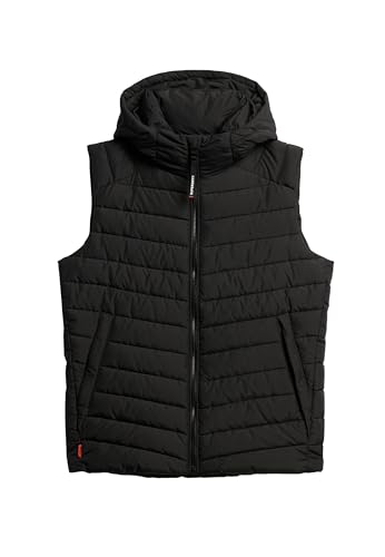 Superdry Herren Fuji Sport Steppweste mit Kapuze Schwarz XL von Superdry