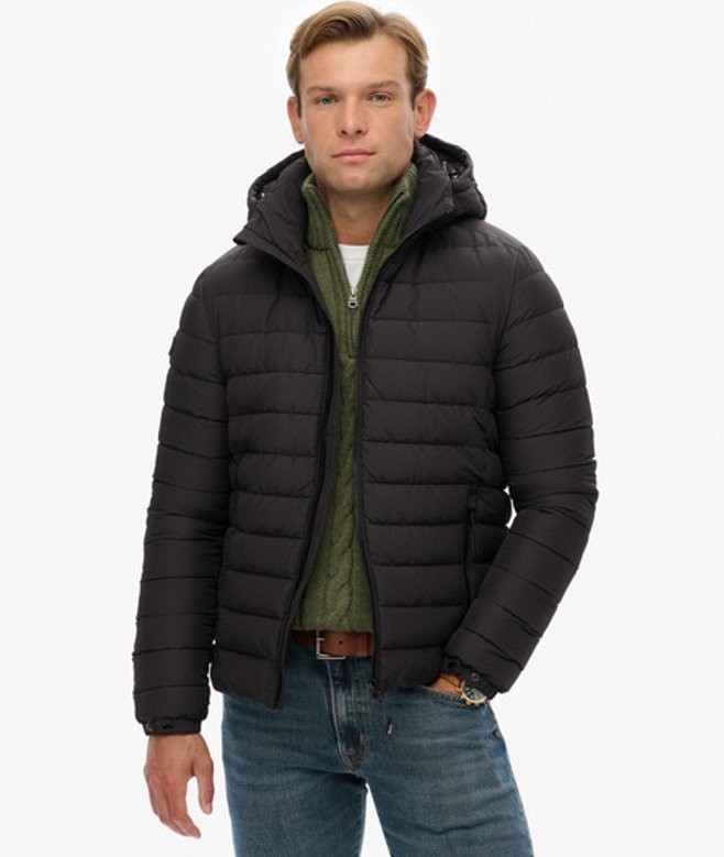 Superdry Herren Fuji Steppjacke mit Kapuze Black - Größe: L von Superdry