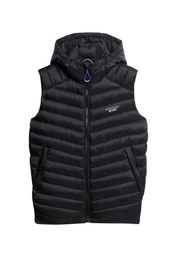 Superdry Herren Fuji Steppweste mit Kapuze Schwarz L von Superdry