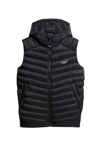 Superdry Herren Fuji Steppweste mit Kapuze Schwarz S von Superdry