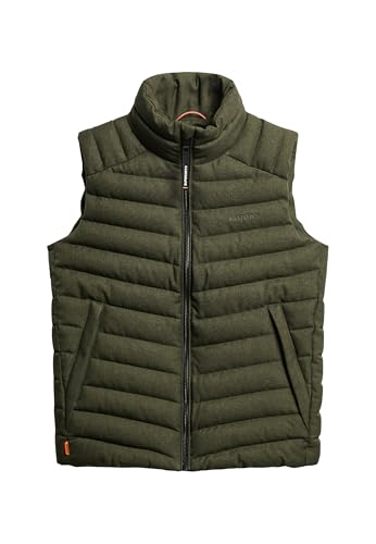 Superdry Herren Fuji Weste aus Tweed Army Kaki Grün Meliert XL von Superdry