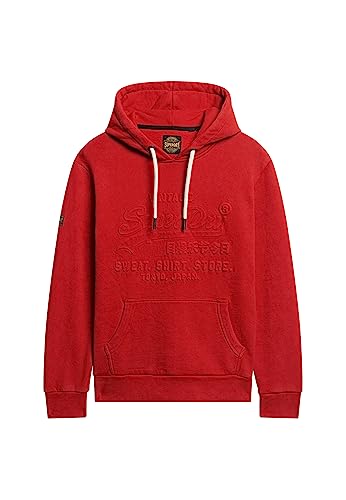 Superdry Herren Geprägt Vl Hoodie Sweatshirt, Rot (Risk RED), XXL von Superdry