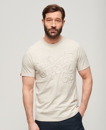 Superdry Herren Geprägtes Archive Grafik-T-Shirt Creme - Größe: M von Superdry