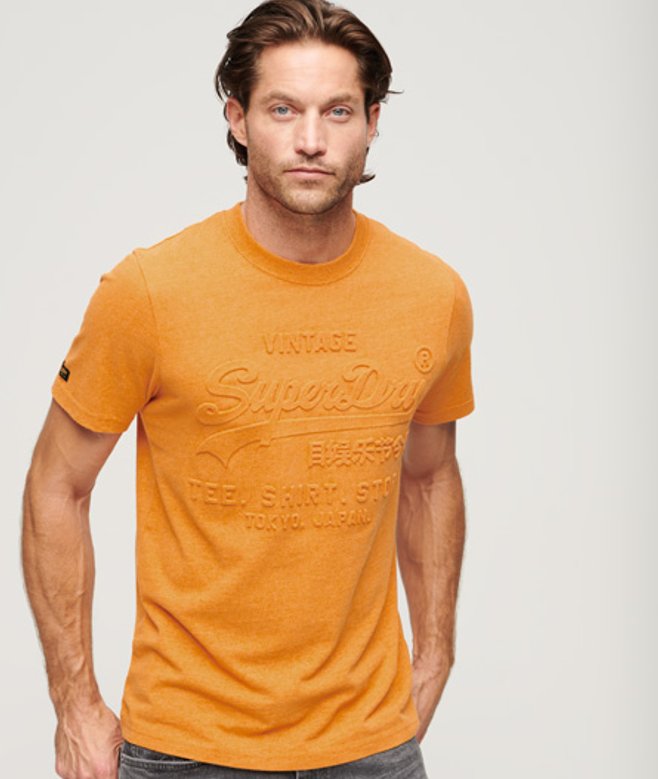 Superdry Herren Geprägtes Vintage Logo T-shirt Gelb - Größe: M von Superdry