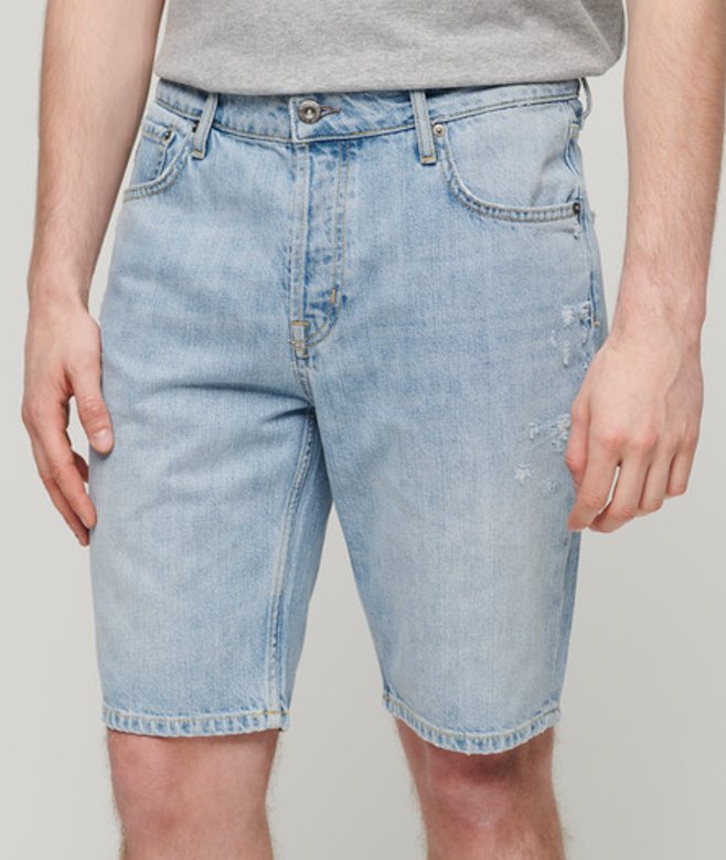 Superdry Herren Gerade Geschnittene Vintage Shorts Hellblau - Größe: 32 von Superdry