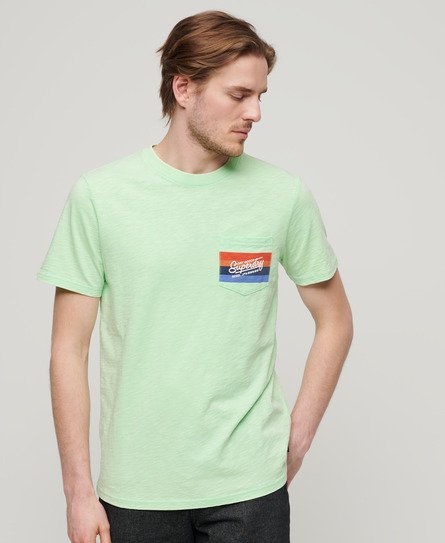 Superdry Herren Gestreiftes Cali T-Shirt mit Logo Grün - Größe: L von Superdry