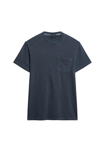 Superdry Herren Gewaschenes Essential T-Shirt mit Tasche Verwaschenes Finster Marineblau S von Superdry