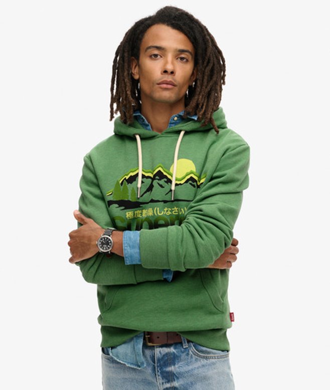 Superdry Herren Great Outdoors Hoodie mit Grafik Grün - Größe: Xxl von Superdry