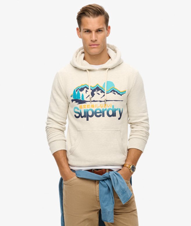 Superdry Herren Great Outdoors Hoodie mit Grafik Hellgrau - Größe: Xxl von Superdry