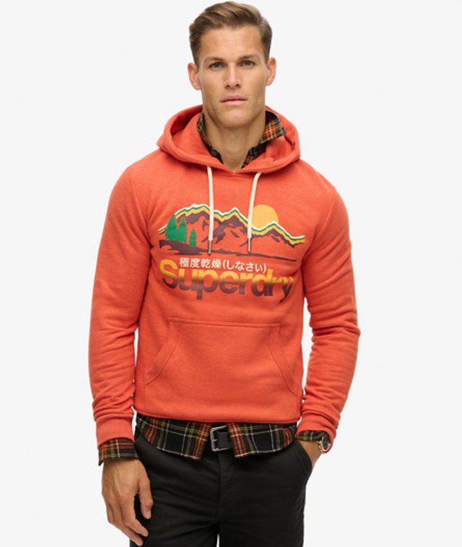 Superdry Herren Great Outdoors Hoodie mit Grafik Orange - Größe: XL von Superdry