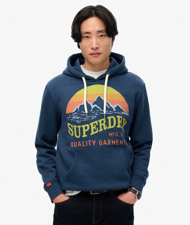 Superdry Herren Great Outdoors Lockeres Hoodie mit Core Logo Blue - Größe: M von Superdry