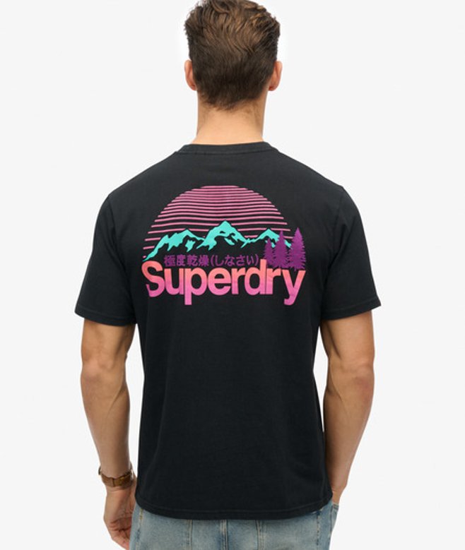 Superdry Herren Great Outdoors T-shirt mit Core Logo im Brustbereich Schwarz - Größe: S von Superdry