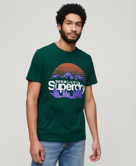 Superdry Herren Great Outdoors T-Shirt mit Grafik Grün - Größe: M von Superdry