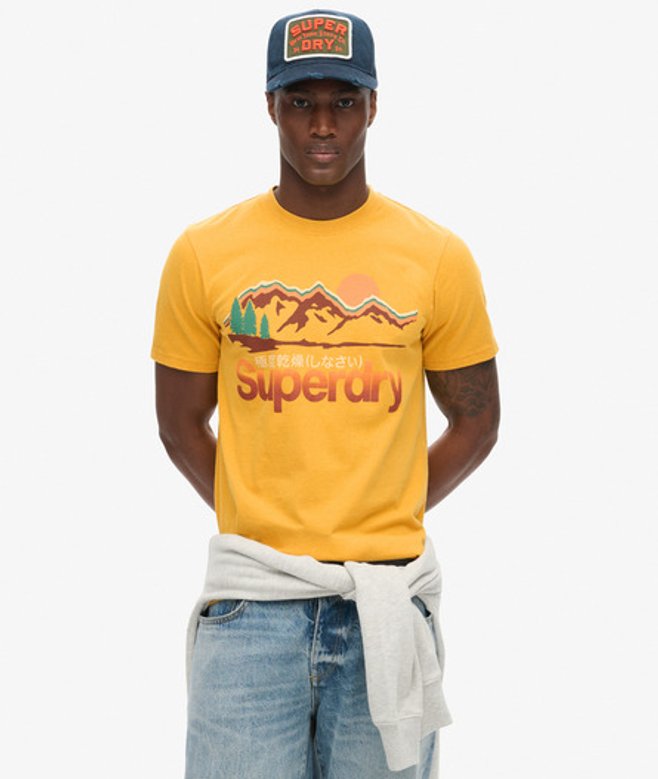 Superdry Herren Great Outdoors T-shirt mit Grafik Gelb - Größe: S von Superdry
