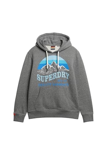 Superdry Herren Great Outdoors lockeres Hoodie mit Core Logo Karst Schwarz Mega Gesprenkelt XL von Superdry