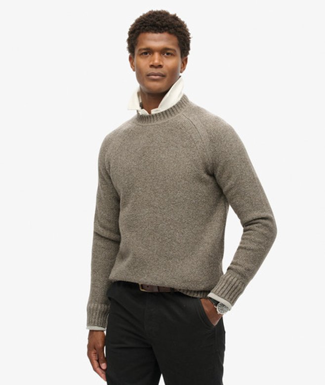 Superdry Herren Braun Grober Raglan-Pullover, Größe: L von Superdry