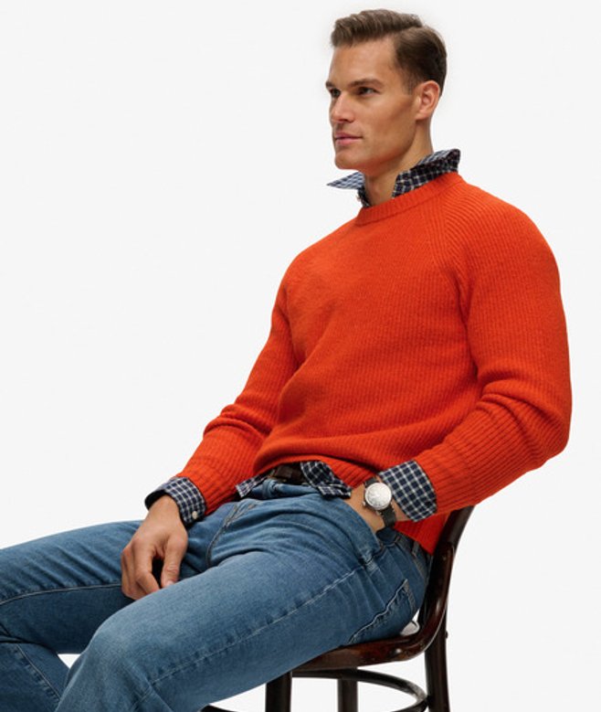 Superdry Herren Grober Raglan-pullover Orange - Größe: L von Superdry