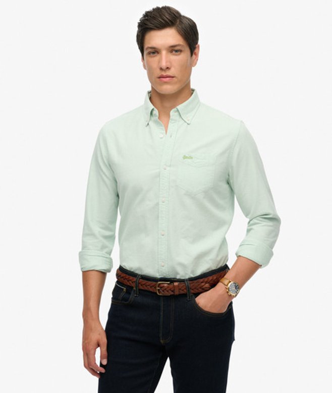 Superdry Herren Grün Langärmeliges Oxfordhemd aus Bio-Baumwolle, Größe: L Superdry Herren Grün Langärmeliges Oxfordhemd aus Bio-Baumwolle, Größe: L von Superdry