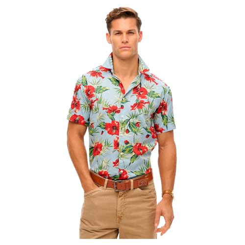 Superdry Herren Hemd mit Hawaii-Print Hawaii Blau M von Superdry