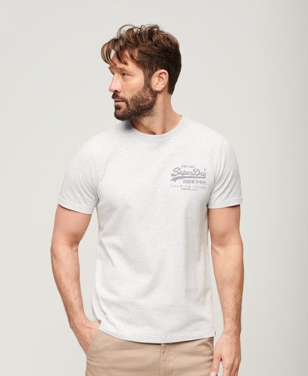 Superdry Men's Heritage T-Shirt mit Vintage-Logo auf der Brust Grau - Größe: M von Superdry