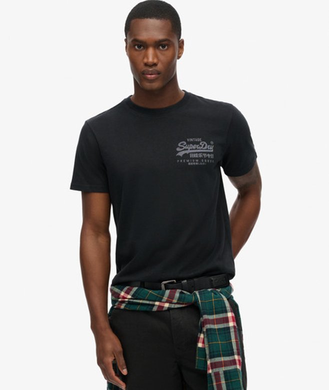 Superdry Herren Heritage T-shirt mit Vintage-logo auf der Brust Schwarz - Größe: L von Superdry