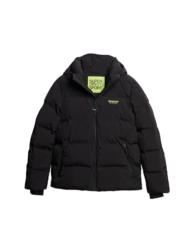 Superdry Herren Hooded Boxy Puffer Jacket Jacke, schwarz, Large von Superdry