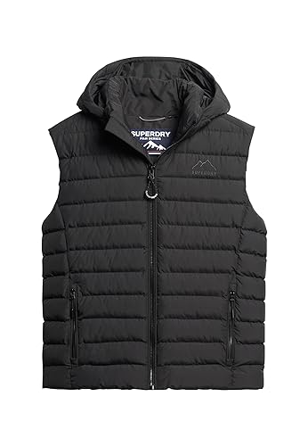 Superdry Herren Hooded Fuji Sport Padded Gilet Jacke, schwarz, XL von Superdry