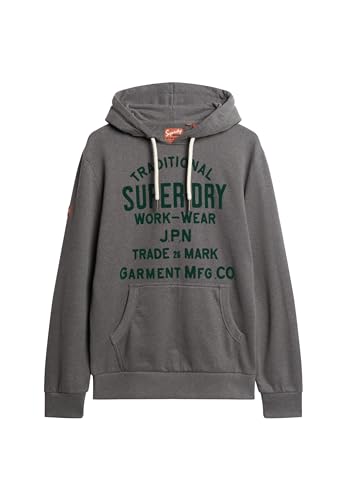 Superdry Herren Hoodie Sweatshirt, Grau (Granite Grey Marl), XXL von Superdry