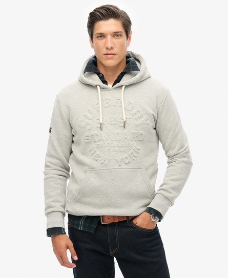 Superdry Herren Hoodie mit Geprägter Logo-grafik Hellgrau - Größe: Xxl von Superdry