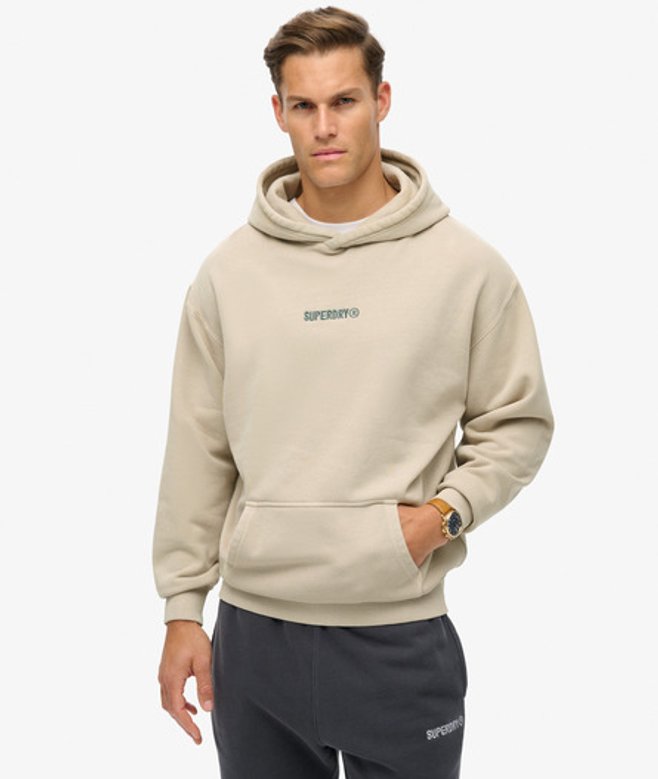 Superdry Herren Hoodie mit Lockerer Passform und Mikro-logo Beige - Größe: Xxl von Superdry