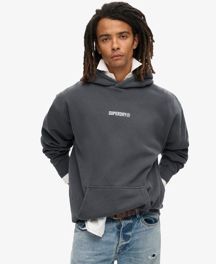 Superdry Herren Hoodie mit Lockerer Passform und Mikro-logo Dunkelgrau - Größe: L von Superdry