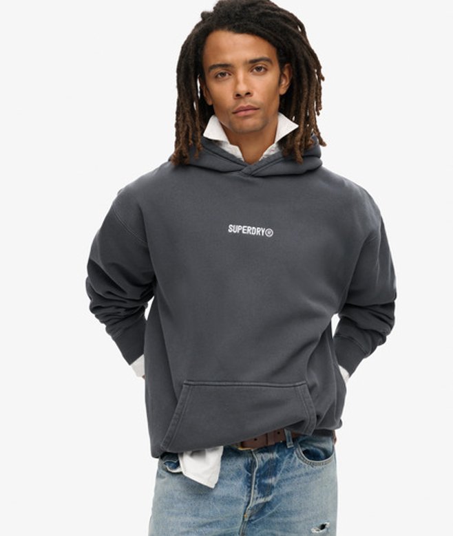 Superdry Herren Hoodie mit Lockerer Passform und Mikro-logo Dunkelgrau - Größe: Xxl von Superdry