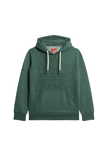 Superdry Herren Hoodie mit geprägter Logo-Grafik Buck Grün Meliert XXL von Superdry
