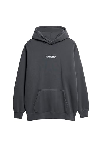 Superdry Herren Hoodie mit lockerer Passform und Mikro-Logo Ebenholz S von Superdry