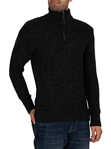 Superdry Herren Jacob Henley Pullover Sweater, Charcoal Black Twist, S von Superdry