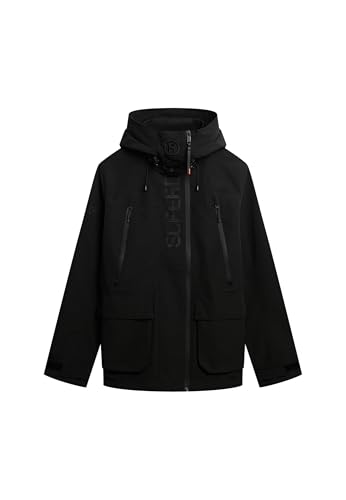 Superdry Herren Kapuzen-Windbreaker mit Stickerei Mattschwarz XXL von Superdry