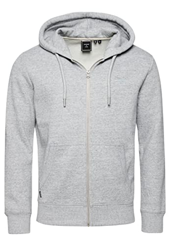 Superdry Herren Kapuzenjacke aus Bio-Baumwolle mit gesticktem Vintage Logo Sportlich Grau Meliert XXL von Superdry