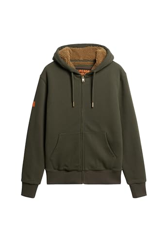 Superdry Herren Kapuzenjacke mit Teddyfellfutter Dunkelgrau Grün M von Superdry