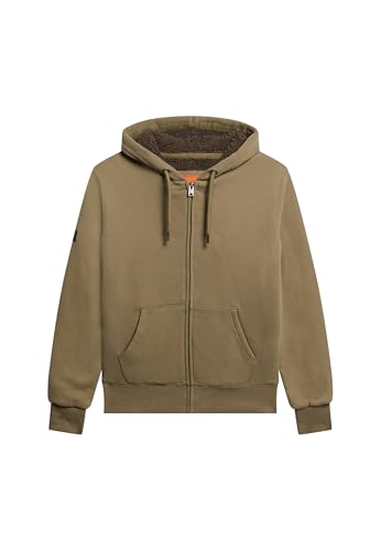 Superdry Herren Kapuzenjacke mit Teddyfellfutter Morchelbraun L von Superdry