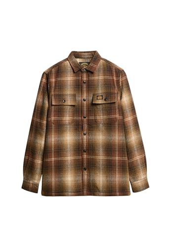 Superdry Herren Karierte Hemdjacke aus Wolle mit Fleecefutter Blasses Braun Mit Farbverlauf XXL von Superdry