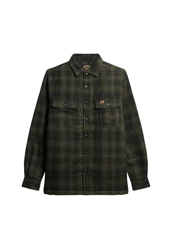 Superdry Herren Karierte Hemdjacke aus Wolle mit Fleecefutter Blasses Oliv Mit Farbverlauf L von Superdry