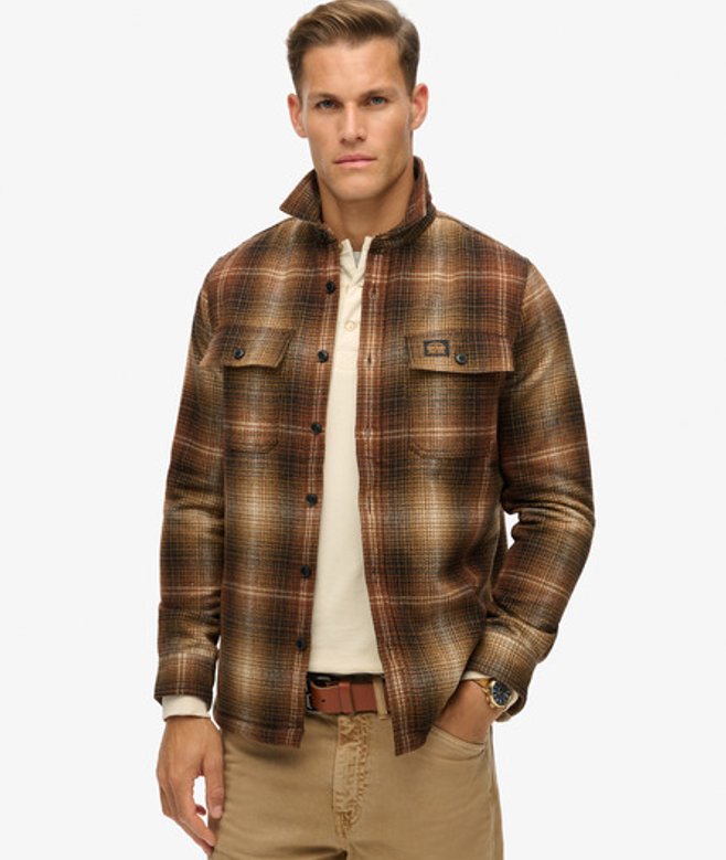 Superdry Herren Karierte Hemdjacke aus Wolle mit Fleecefutter Braun - Größe: Xxl von Superdry
