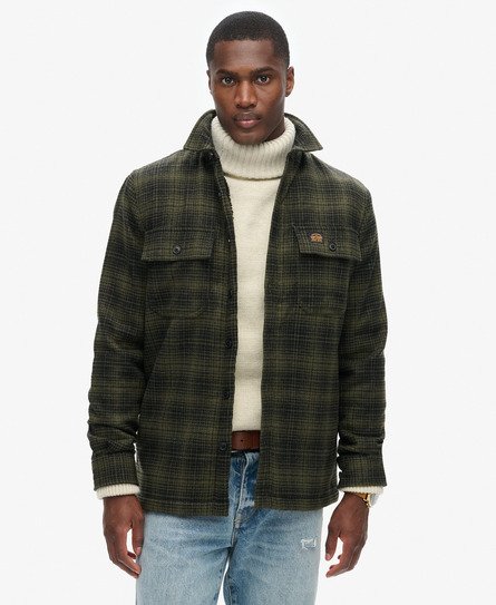 Superdry Herren Karierte Hemdjacke aus Wolle mit Fleecefutter Grün - Größe: Xxl von Superdry